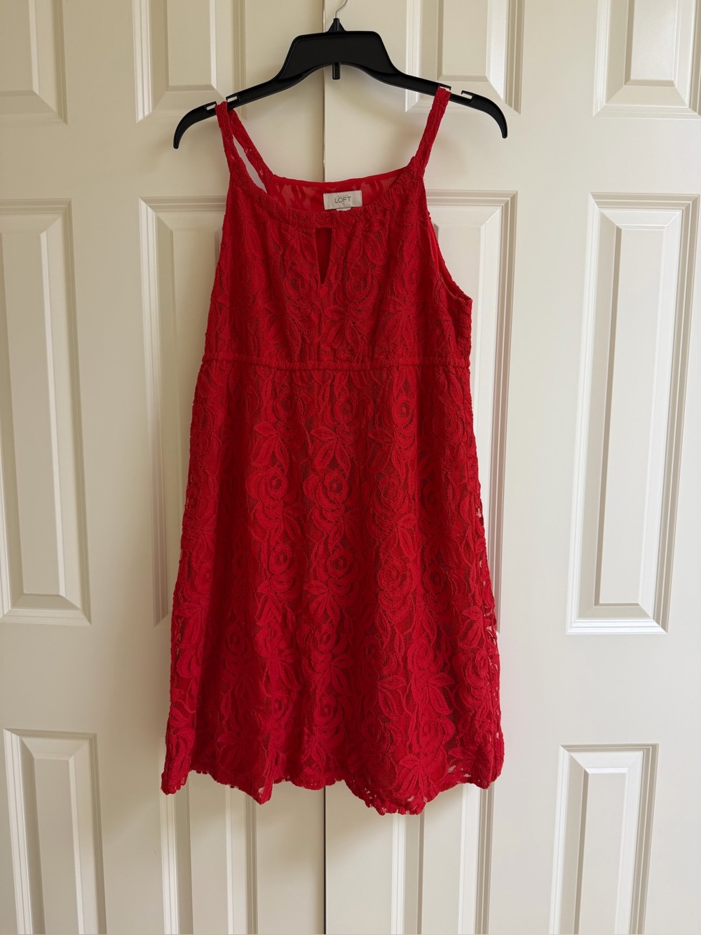 Ann Taylor Loft Red Floral Lace Sleeveless A-Line Midi Dress